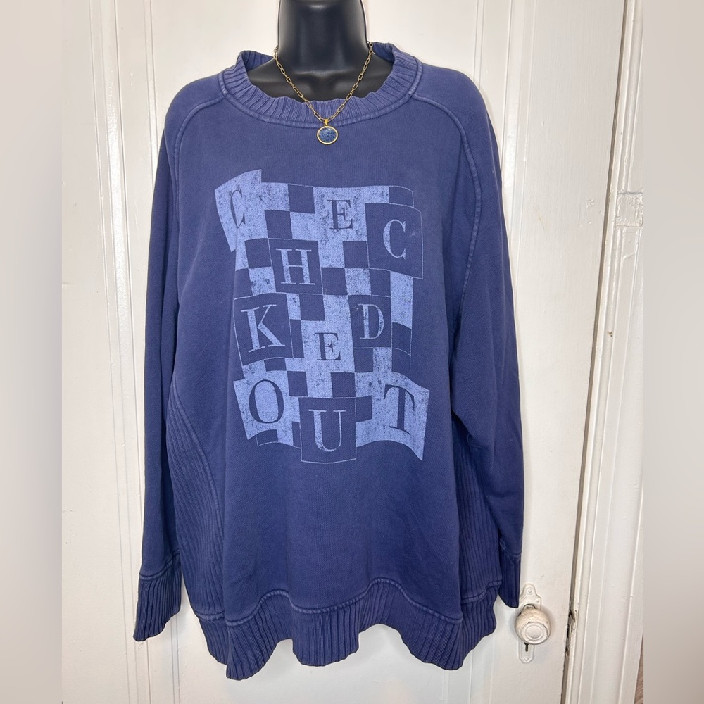 aerie Navy Graphic Pullover Sweatshirt
